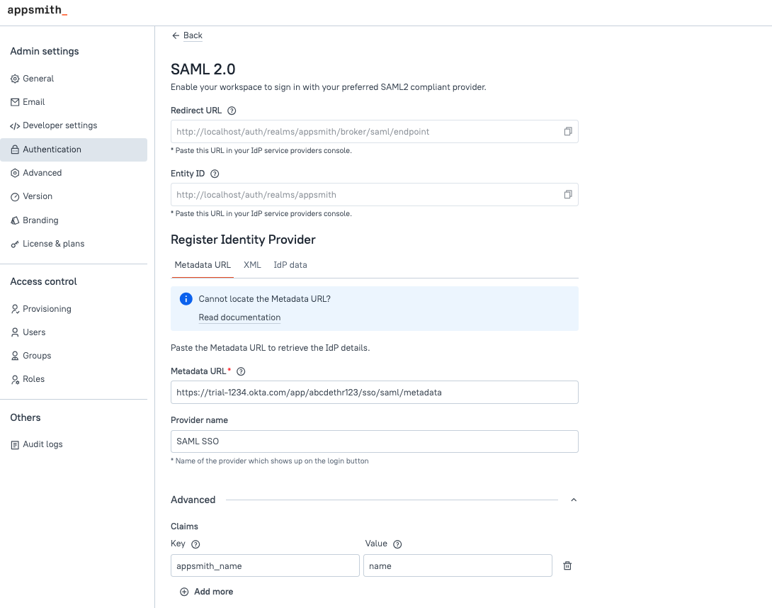 SAML configurations